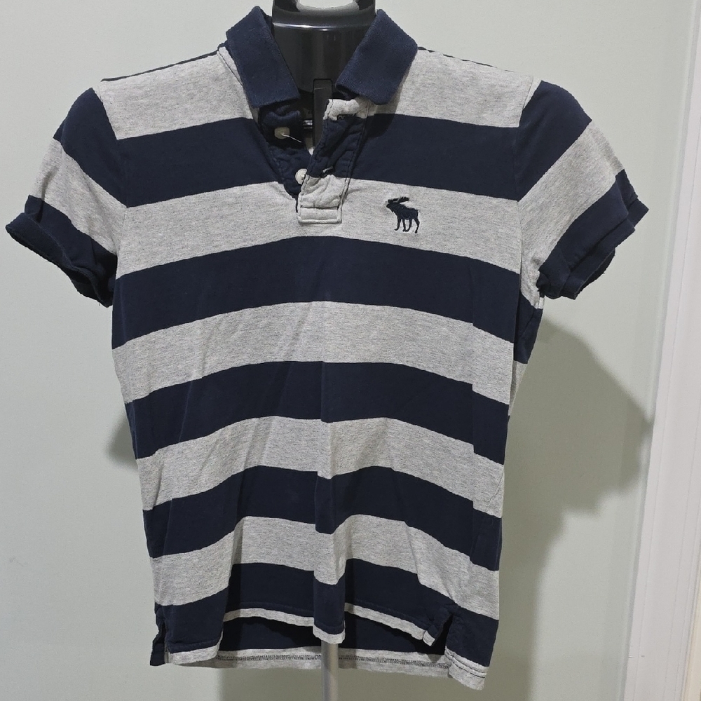 Boys Abercrombie & Fitch Navy and Gray Polo Shirt